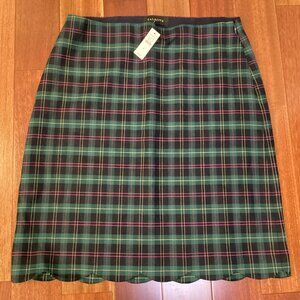 Plaid Mini Skirt Scalloped Hem Green Blue Pink Gold NEW - size 6